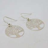 Pair of Sterling Silver Tree Of Life Round Dangly Earrings Contemporary c2010