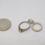 Sterling Silver Wedding & Engagement Ring Charm Pendant Vintage c1970