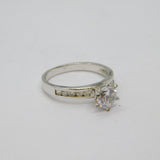 Sterling Silver 11 Sparkling CZ Engagement/Dress Ring Modern c2010 Size O 1/2