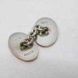 Mid-Century Pair of Sterling Silver Lined Pattern Cufflinks Vintage Birmingham