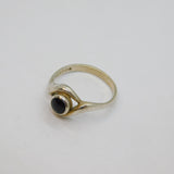 Sterling Silver Black Onyx Twist Front Dress Band Ring Vintage c1970 Size N