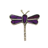 Mexican Style Sterling Silver & Resin Set Dragonfly Brooch Pin Vintage