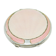 Sterling Silver Pink Guilloche Enamel Mirror Compact Antique 1921 Birmingham