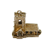 Sterling Silver Opening Church With Wedding Scene Charm Pendant Vintage c1970s