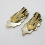 Norwegian Sterling Silver White Enamel Oak Leaf Clip-On Earrings Vintage