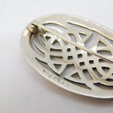 Sterling Silver Celtic Pattern Brooch Pin Vintage c1970