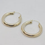 Pair of Sterling Silver Large Round Hoop Huggie Earrings Vintage c1970