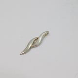 Sterling Silver CZ Set Wavy Curved Charm Pendant Vintage c1970