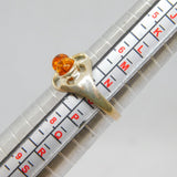 Sterling Silver Baltic Amber Cut-Out Butterfly Ring Vintage c1970 Size N 1/2
