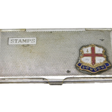 Silver Plated Engine Turned Enamel London Stamp Case Antique c1920