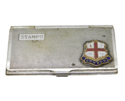 Silver Plated Engine Turned Enamel London Stamp Case Antique c1920