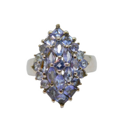 Sterling Silver Multi-Stone Tanzanite Cocktail Ring Vintage c1970 Size M 1/2