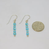 Pair of Sterling Silver Light Blue Glass Beads Drop Earrings Contemporary c2010