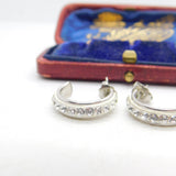 Pair of Sterling Silver & Diamond Paste Cuff Earrings Vintage c1970