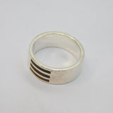 Sterling Silver Oxidised Stripe Pattern Wedding Band Ring Vintage c1990 Size Q