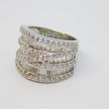 Sterling Silver Paste Set Art Deco Style Statement Ring Vintage c1970 Size P