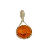Sterling Silver Baltic Amber Peardrop Charm Pendant Contemporary c1990s