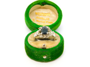 Sterling Silver Simulated Sapphire & Spinel Set Dress Ring Vintage c1970 Size K