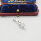Sterling Silver Diamond Paste Drop Charm Pendant Vintage c1970