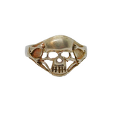 Sterling Silver Cut Out Skull Biker Style Ring Contemporary c1990 Size Q