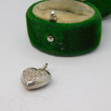 Sterling Silver Floral Puff Heart Charm Pendant Vintage c1970