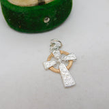 Sterling Silver & Gilt Cross Charm Pendant Vintage c1970