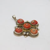 19th Century Sterling Silver Handmade Coral Cross Form Pendant Antique c1860's