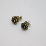 Pair of Sterling Silver Rose Flower Stud Earrings Vintage c1970