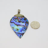 Sterling Silver Large Colourful Natural Shell Peardrop Pendant Modern c1990s