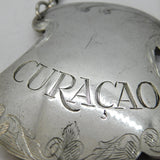 George III Sterling Silver Floral Pattern 'Curacao' Decanter Label Antique Londo