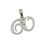 Sterling Silver Diamond Set '60' Birthday Age Charm Pendant Modern c2000s