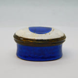 Georgian Blue-White Bilstone Enamel Patch Box 'Efteem the Giver' Antique AF