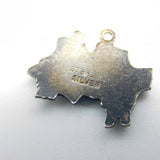 Sterling Silver and Enamel Map of Jersey Charm Pendant Vintage c1970