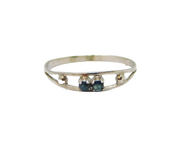 Sterling Silver Two Stone Sapphire Stacking Band Ring Modern c1990 Size N 1/2