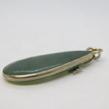 Sterling Silver Mounted Green Hardstone Drop Pendant Vintage c1970