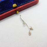 9ct White Gold Diamond Paste Set Floral Drop Pendant Vintage c1980