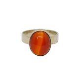 Sterling Silver Cabochon Carnelian Agate Studio Ring Vintage c1970 Size O 1/2