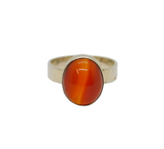 Sterling Silver Cabochon Carnelian Agate Studio Ring Vintage c1970 Size O 1/2