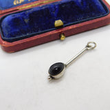 Sterling Silver Onyx Drop Charm Pendant Vintage c1970