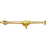 Victorian Boxed 18ct Gold Fox Mask Stock Pin Brooch Antique c1880s