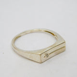 Sterling Silver Diamond Set Striped Narrow Band Signet Ring Vintage c1970 Size Z