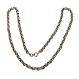 19th Century Chunky Sterling Silver Floral Chased Belcher Link Necklace Antique