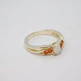 Sterling Silver White Opal Cabochon Dress Ring Vintage c1970 Size L