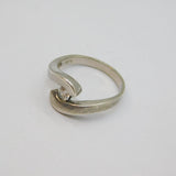 Sterling Silver White Topaz Twist Front Studio Ring Modern c1990 Size R 1/2