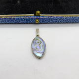 Sterling Silver Abalone Set Drop Charm Pendant Vintage c1970