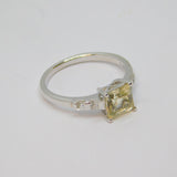 Sterling Silver Champagne Topaz & White Sapphire Dress Ring Vintage c1970 Size N