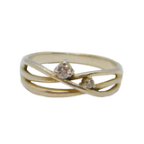 Sterling Silver CZ Set Twisted Open Strands Dress Band Ring Vintage c1990 Size O