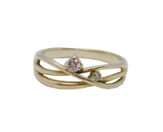 Sterling Silver CZ Set Twisted Open Strands Dress Band Ring Vintage c1990 Size O