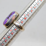 Sterling Silver Chunky Natural Purple Stone Statement Ring Vintage c1970 Size O