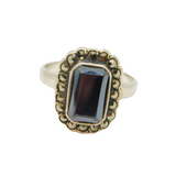Sterling Silver Haematite & Marcasite Art Deco Ring Antique c1930 Size O 1/2